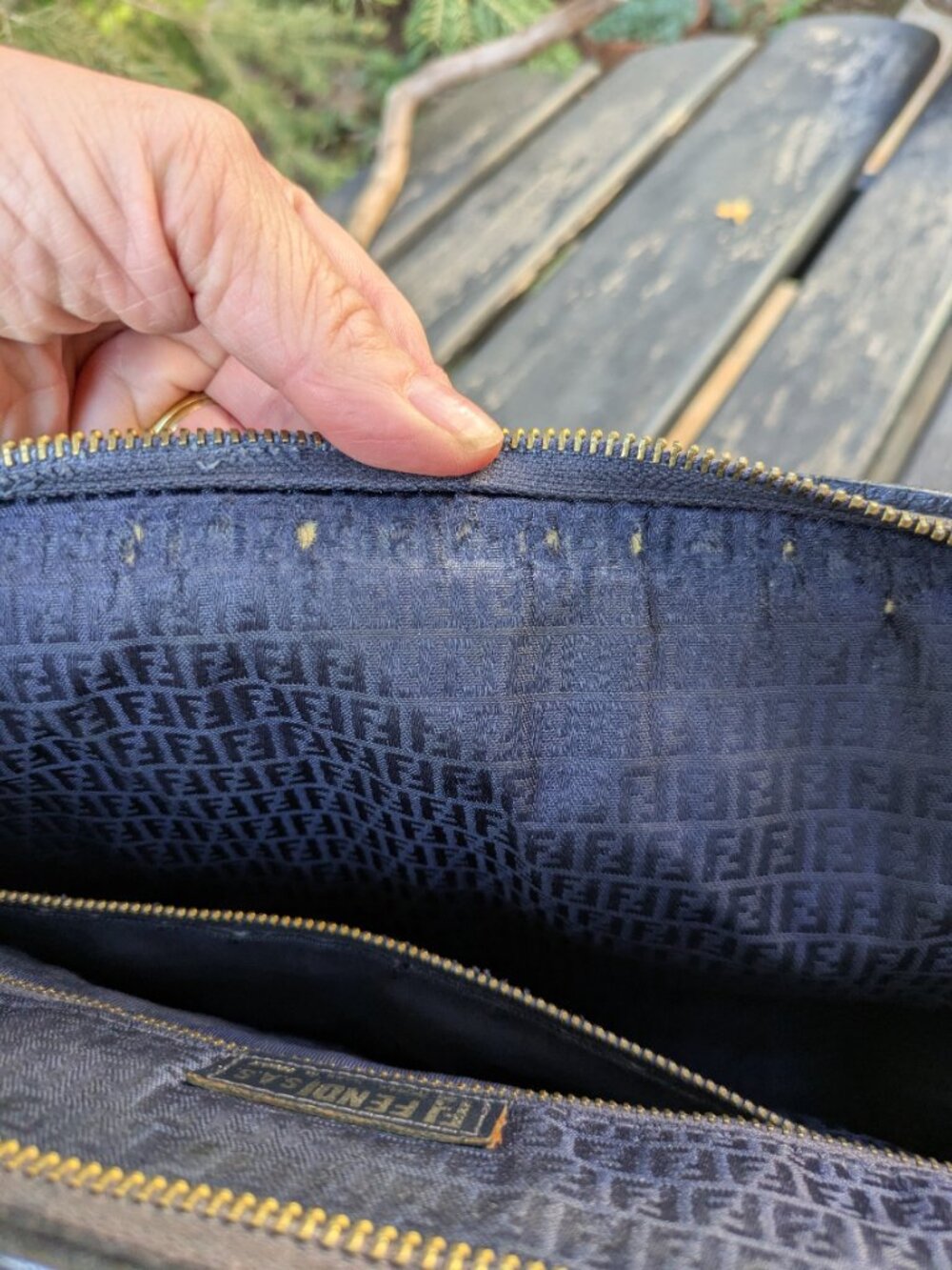 Authentic VTG Fendi Black Woven Leather Bag FF Logo 1970/80s Project Piece. - Picture 7 of 12